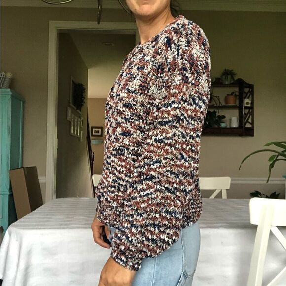 Maurices Fall Brown Earthy Pullover Crew Sweater Fuzzy Women Size Medium Crew - Picture 4 of 9